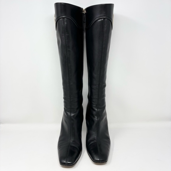 Gucci by Tom Ford GG Logo Black Leather Knee High Boots Size 8.5 Vintage - Picture 2 of 16